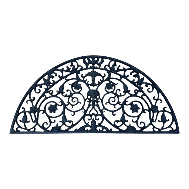 Vintage Antique Design Cast Iron Doormat Architectural Grate Ornate 34” Wide For Sale