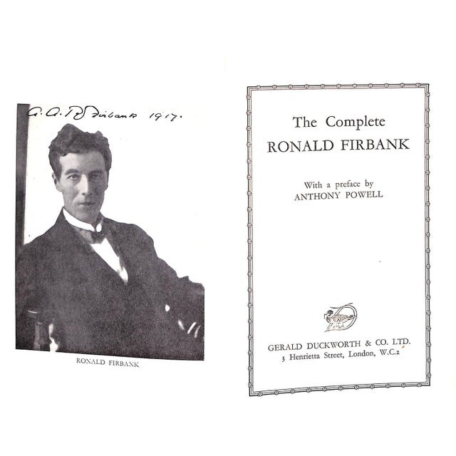 FIRBANK, Ronald [765] pp. Gerald Duckworth & Co. Ltd 1961 8" x 5 3/8" The eight short novels by English writer Arthur...