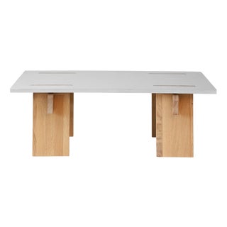 Arnold Coffee Table with Light Concrete Top and Light Oak Legs by Eberhart Furniture For Sale