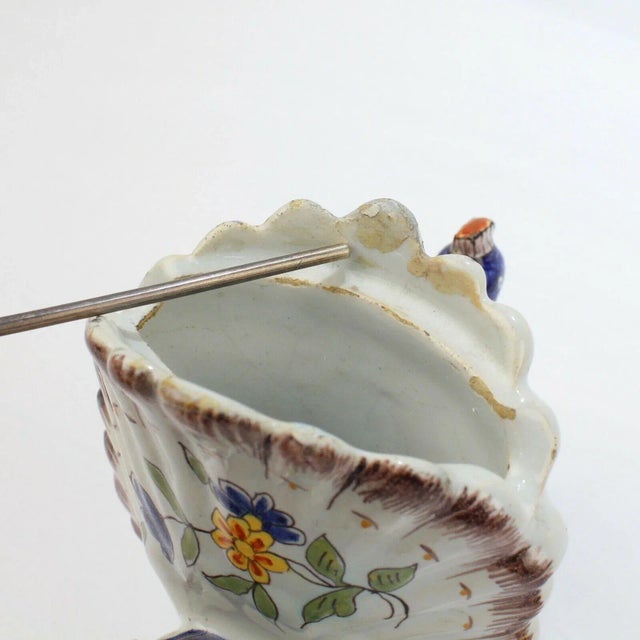 Antique Figural French Faience Pottery Peacocks Double Salt Cellar For Sale - Image 12 of 13