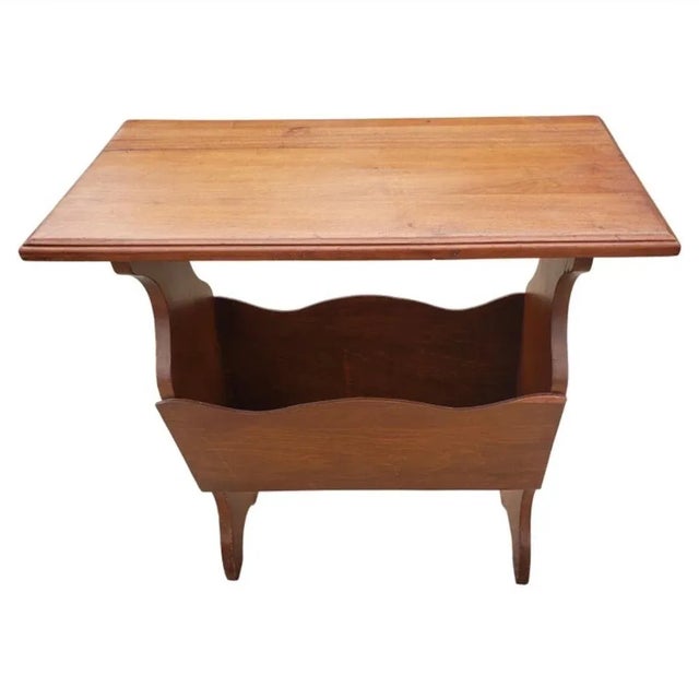 Tan American Colonial Solid Cherry Side Table/ Magazine Rack/ Stand For Sale - Image 8 of 8