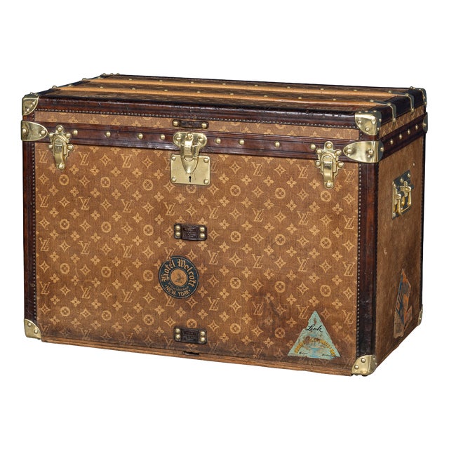 Antique French Hat Trunk in Woven Canvas, 1896 For Sale