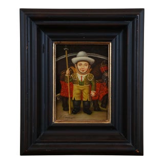 Late 20th Century Picador & Horse Oil on Board After Fernando Botero 13" For Sale