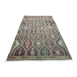 1960's Embroidered Turkish Kilim - 69"x104" For Sale