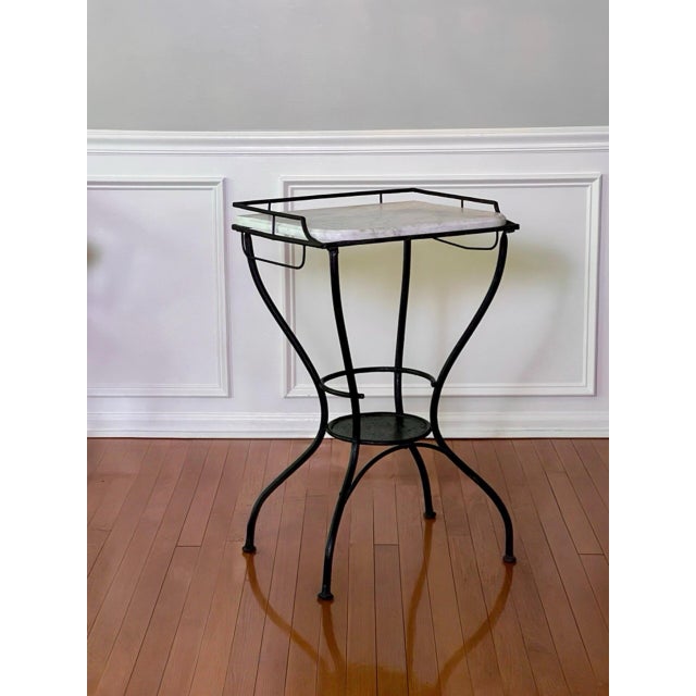 Art Deco Iron and Marble Industrial Table for Kitchen, Bathroom, Patio, 1930s For Sale - Image 4 of 17