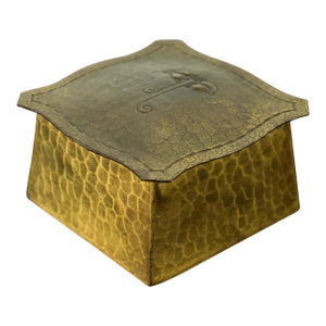 Roycroft Arts & Crafts Hammered Brass Over Copper Inkwell