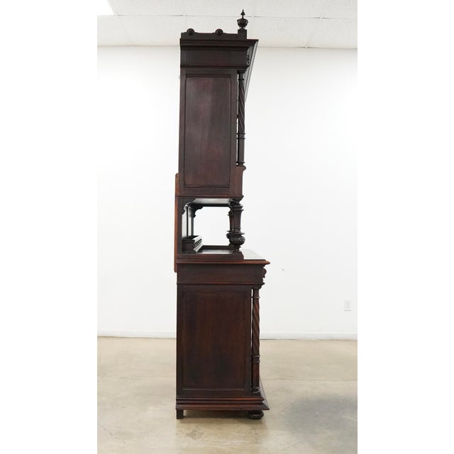 1970s Vintage Gothic Revival Style Walnut Hutch Cabinet For Sale - Image 5 of 17