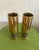Vintage Mid Century Norwegian candleholders in brass and stone by Saulo. Marked with stickers on underside.