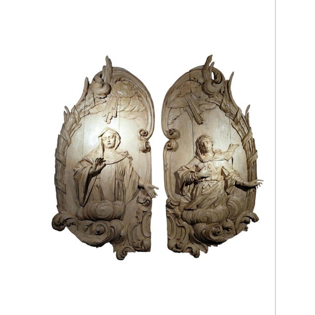 Wood Monumental Sculpted Panels, 1750, Set of 2 For Sale - Image 7 of 16
