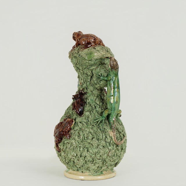 Ceramic Antique Portuguese Palissy Lidded Pitcher For Sale - Image 7 of 17