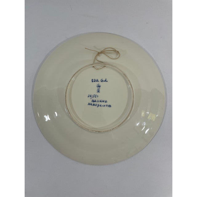 Ceramic Vintage Mid 20th Century Blue and White Faience Delft Plate For Sale - Image 7 of 13