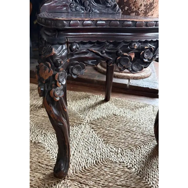 Wood Antique Chinese Rosewood Carved Chair With Birds and Flower Design For Sale - Image 7 of 10