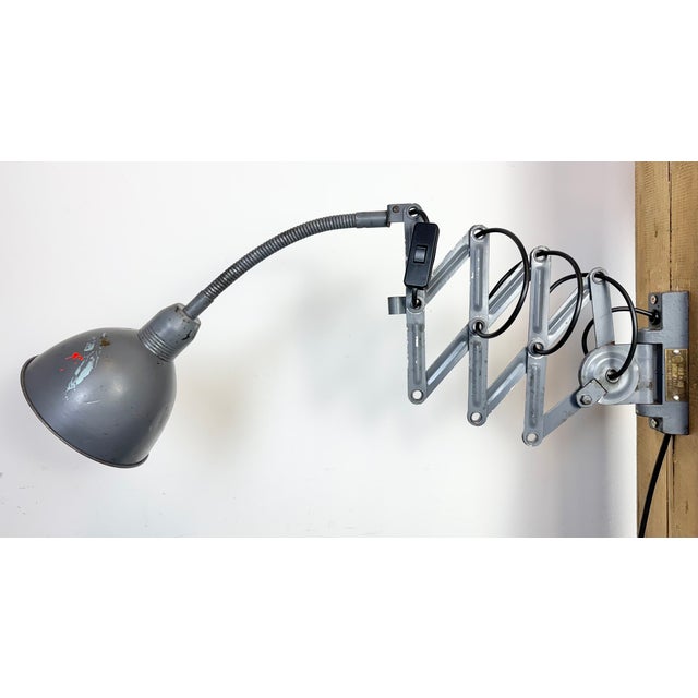 Industrial Grey Scissor Wall Lamp from Elektroinstala, 1960s For Sale - Image 10 of 18