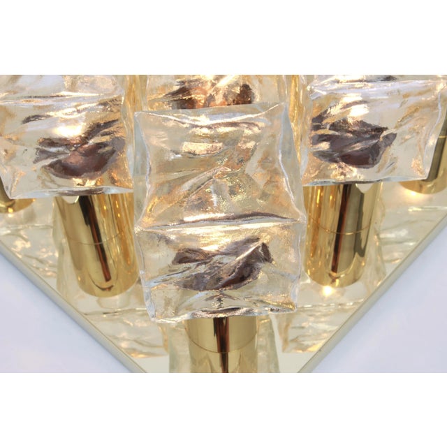 Large Austrian Murano Ice Glass Flushmount by Kalmar, 1960s For Sale - Image 9 of 10