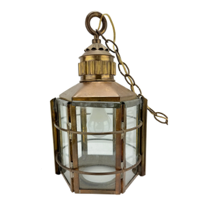 Early 20th Century Brass & Copper Maritime Nautical Pendant Lantern