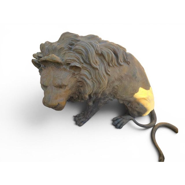 Gold Neapolitan Artist, Large Lions, 1980s, Patinated Bronze, Set of 2 For Sale - Image 8 of 11