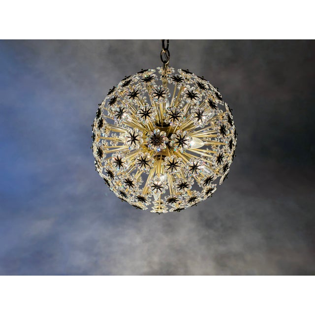 Large 1950s Sputnik Dandelion Chandelier, Brass & Crystal, 11 Bulbs For Sale - Image 12 of 18