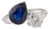 18k Certified 2 Carat Sapphire Pear Cut Toi Et Moi Gold Diamond Ring Size 5.5 For Sale