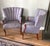 Mid-Century Modern 1960s-70s Grey-Blue Channel Tuft Armchairs W/ Nailhead Detail For Sale - Image 3 of 5