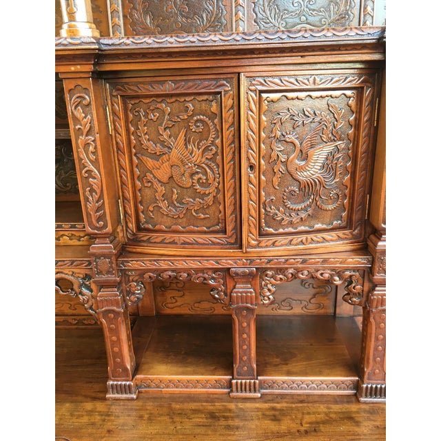 Antique Japanesse Hand Carved Elmwood Cabinet, Sideboard, Meiji, 20th Century For Sale - Image 12 of 13