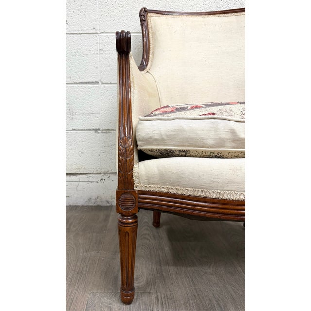 Late 19th Century Antique French Louis XVI Style Equestrian Bergere Armchair For Sale - Image 5 of 9