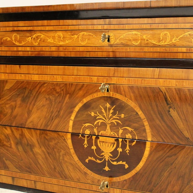 Antique Louis XVI Italian Chest of Drawers in Walnut, 1700s For Sale - Image 14 of 15