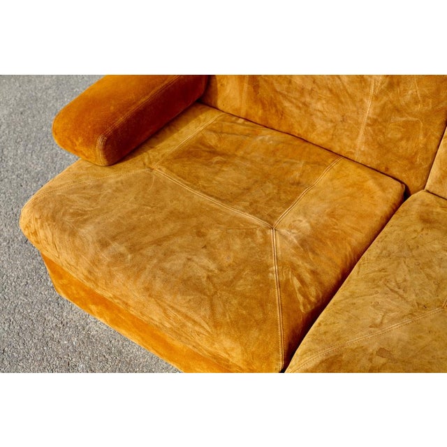 Suede and Steel Orange Sofa, 1970 For Sale - Image 3 of 18