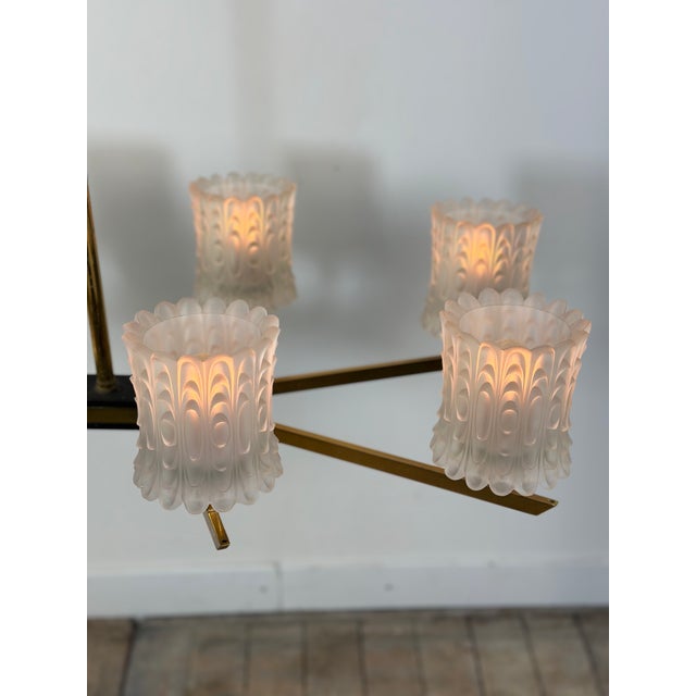 Vintage Glass and Metal Chandelier, 1960s For Sale - Image 6 of 12