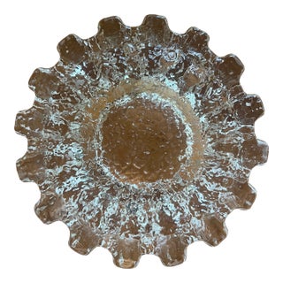 MCM Swedish Cast Glass Brutalist Design Eva Englund Crystal Ice Ashtray For Sale