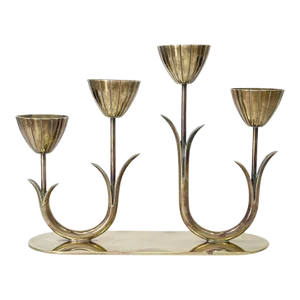 1950s Swedish Brass Candelabra by Gunnar Ander