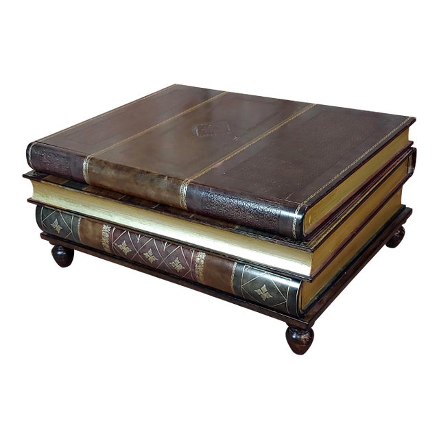Maitland-Smith - Traditional Stacked Leather Books Form - Coffee Table For Sale