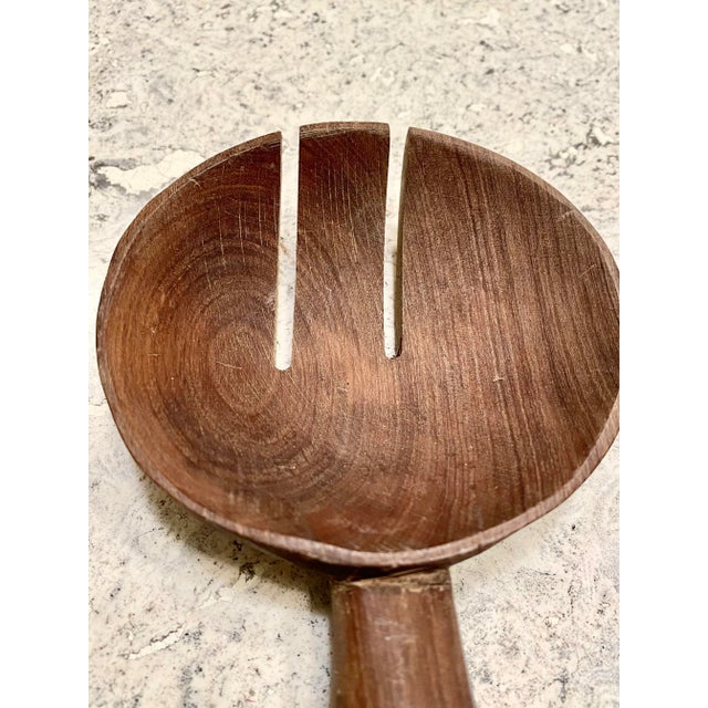 Contemporary Handcarved Salad Servers, Set of 2 (Kenya) For Sale - Image 3 of 7