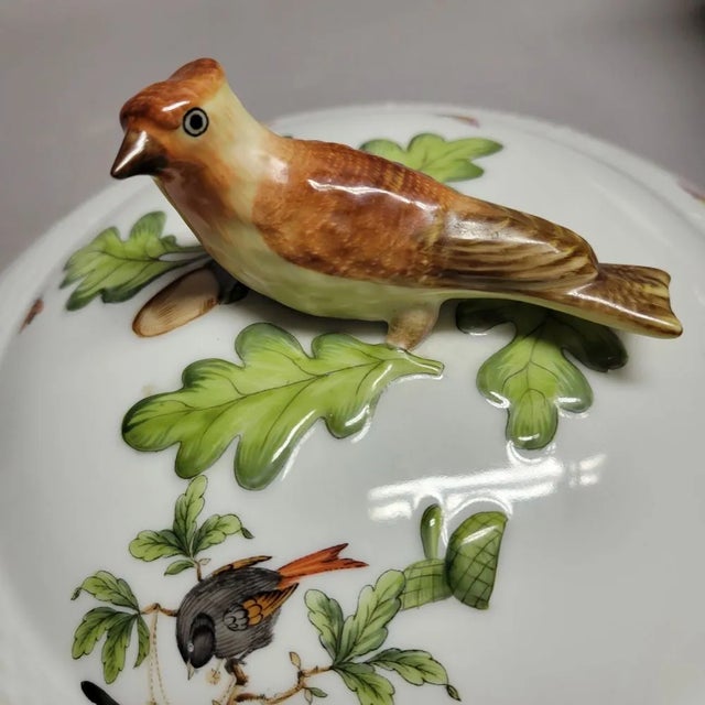 Herend Herend Rothschild Bird Hand-Painted Porcelain Covered Tureen, Hungary For Sale - Image 4 of 11