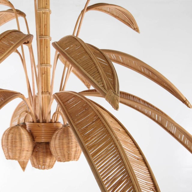 Large Palm Tree Rattan Chandelier For Sale - Image 12 of 18