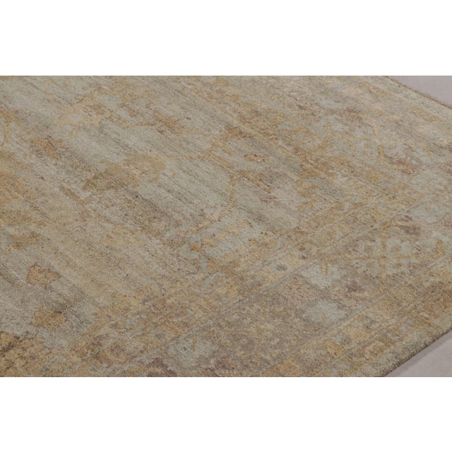 Rug & Kilim Rug & Kilim’s Modern Oushak-Inspired Rug in Pale Gray and Soft Gold Floral Pattern For Sale - Image 4 of 8