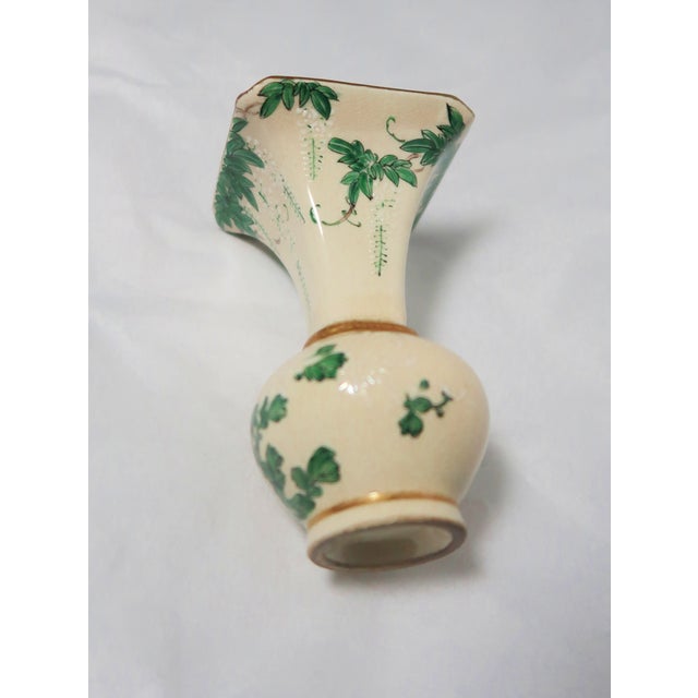 Late 19th Century Japanese Satsuma Miniature Vase With Green Leaves and Branches, and Beautiful Flowers in Relief in White For Sale - Image 16 of 18