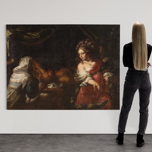 Italian Artist, Judith and Holofernes, 1720, Oil on Canvas For Sale - Image 7 of 16