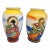 Vintage Satsuma Moriage Small Occupied Japan Bud Vases, Yellow With Gold Accents Sitting Figures For Sale