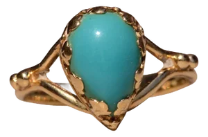 The Sandpiper Lane: Vintage Mid Century Yellow Gold Turquoise Ring