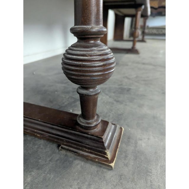 Wood Art Deco Brasserie Bench in Oak and Burl Wood with Burgundy Imitation Leather Seat, 1930s For Sale - Image 7 of 11