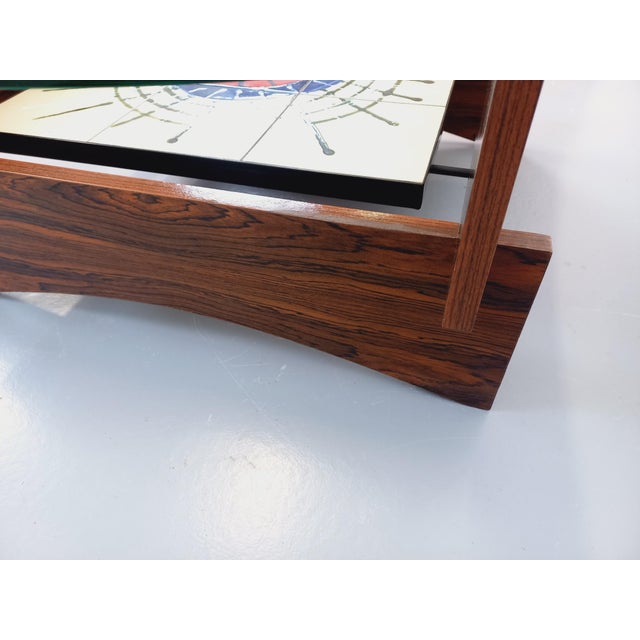 Vintage Round Coffee Table in Rosewood and Ceramic from Vallauris, 1970s For Sale - Image 15 of 18