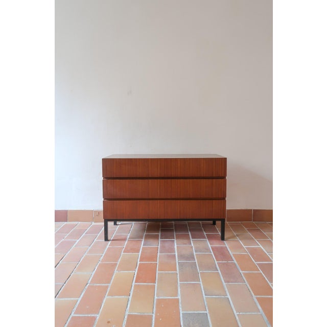Teak Chest of 3 Drawers on Black Metal Base, 1960s For Sale - Image 12 of 12