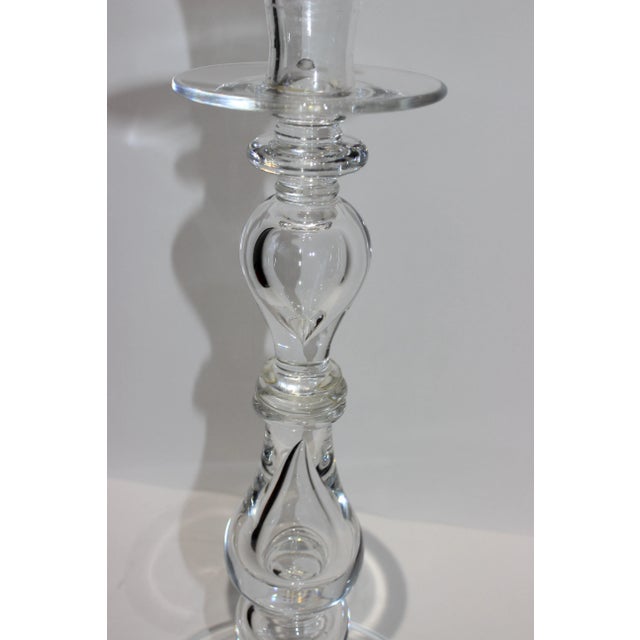 Art Deco Crystal Double Tear Drop Balustrade 19.5" Candle Holder Steuben Homage Signed by Artisan For Sale - Image 3 of 13