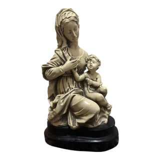 1970s Plaster Statue Madonna With Infant Jesus For Sale