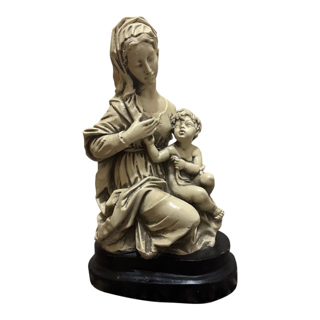 1970s Plaster Statue Madonna With Infant Jesus For Sale