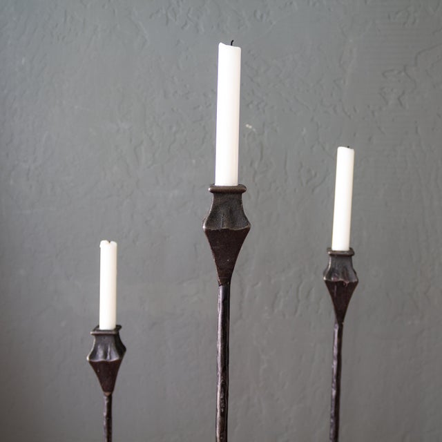 Tall Rustic Iron Floor Candle Stands Set of Three Chairish