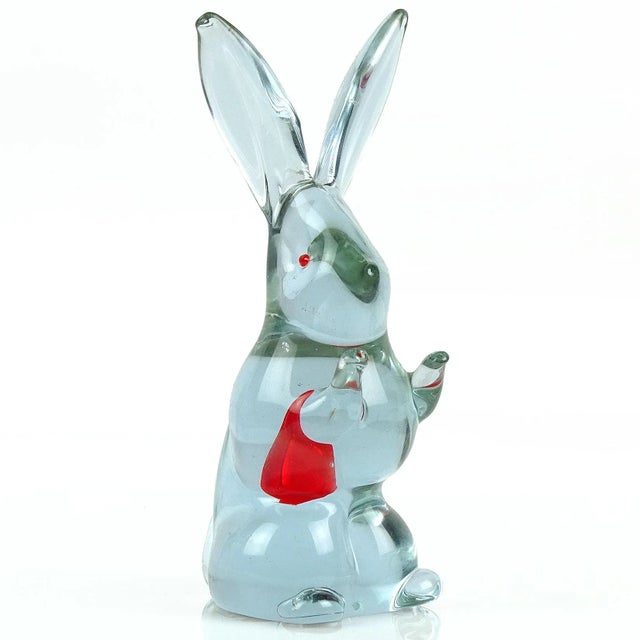 Late 20th Century Cenedese Murano Antonio Da Ros Alexandrite Purple Red Heart Vintage Italian Art Glass Rabbit Figurine For Sale - Image 5 of 7