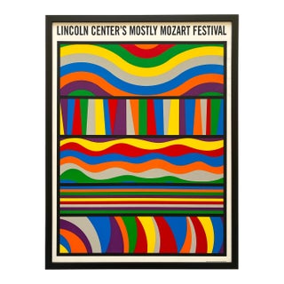 Sol LeWitt Vintage 1998 Modernist Silkscreen Print Limited Edition Framed Extra Large " Mostly Mozart Festival " Lincoln Center Poster For Sale
