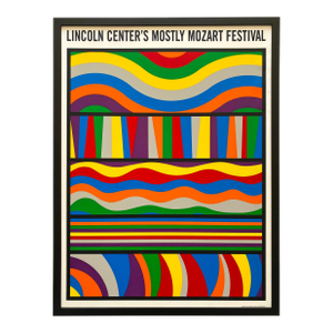 Sol LeWitt Vintage 1998 Modernist Silkscreen Print Limited Edition Framed Extra Large " Mostly Mozart Festival " Lincoln Center Poster