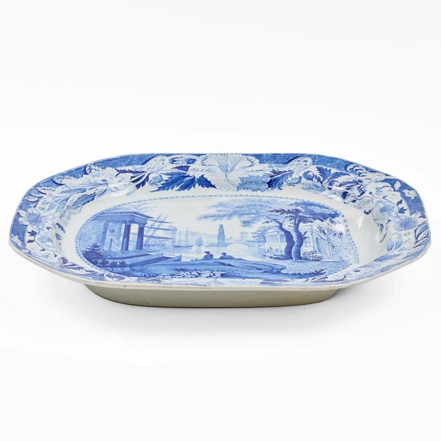Wedgwood Large Antique 19th Century Wedgwood Blue and White Transfer Meat Platter For Sale - Image 4 of 7